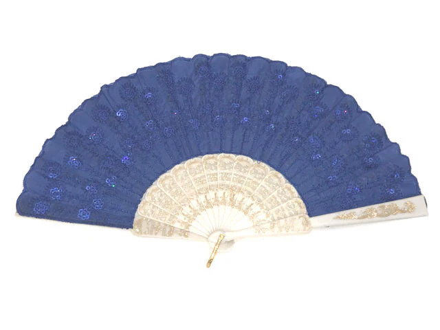 White Frame Sequins Fabric Fan - 9 in. - Image 10
