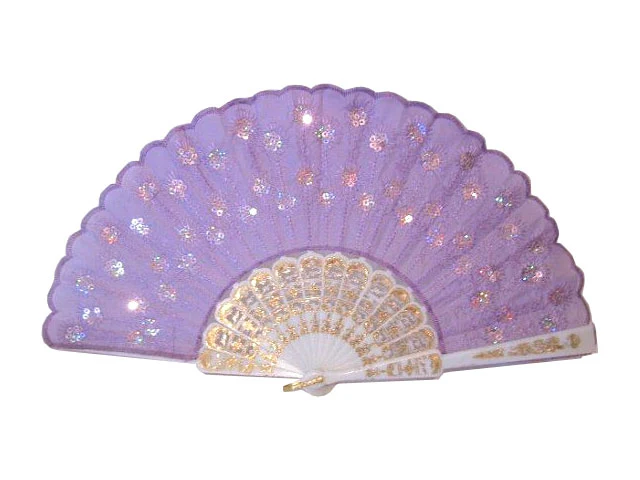 White Frame Sequins Fabric Fan - 9 in. - Image 12