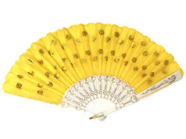 White Frame Sequins Fabric Fan - 9 in. - Image 13