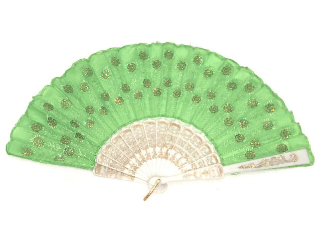 White Frame Sequins Fabric Fan - 9 in. - Image 5