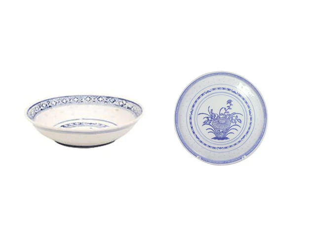 Classic Blue Rice Pattern Ling Long Porcelain Sauce Dish - Image 3