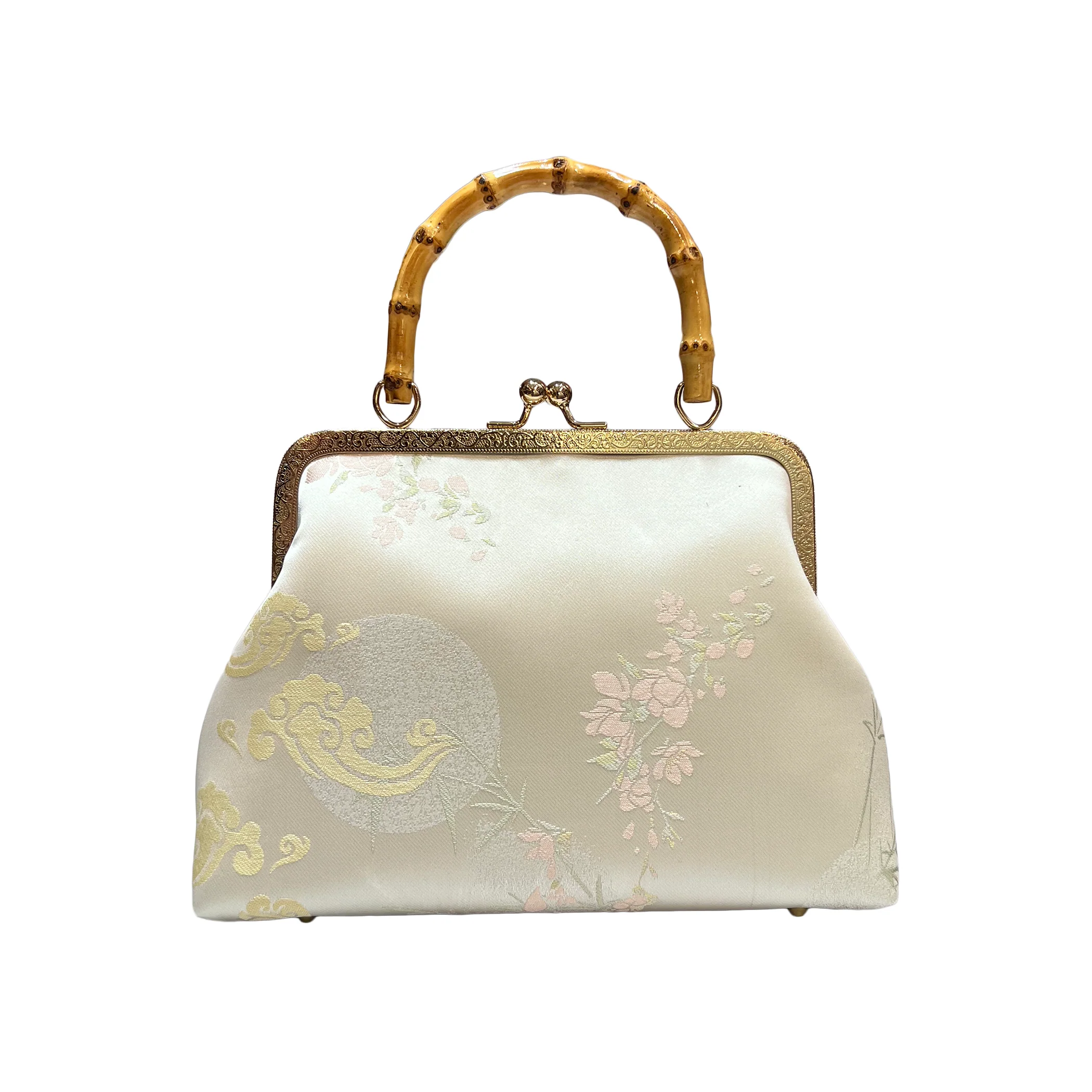 Purse with Bamboo Handle and Bamboo Leaf Pattern (Various Colors) - Image 9